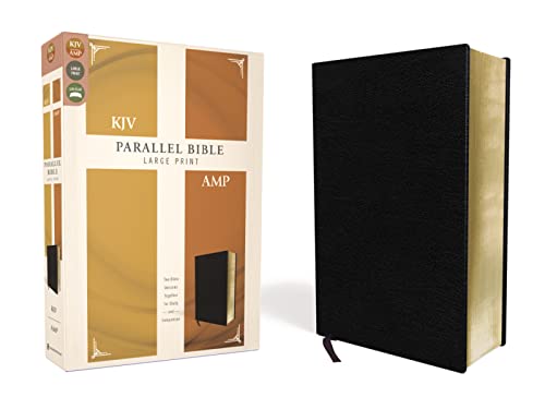 KJV, Amplified, Parallel Bible, Large Print, Bonded Leather, Black, Red Letter: Two Bible Versions Together for Study and Comparison