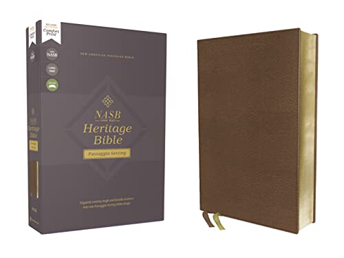 NASB, Heritage Bible, Passaggio Setting, Leathersoft, Brown, 1995 Text, Comfort Print: Elegantly uniting single and double columns into one Passaggio Setting Bible design von Zondervan
