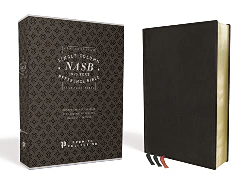 NASB, Single-Column Reference Bible, Wide Margin, Premium Goatskin Leather, Black, Premier Collection, Black Letter, 1995 Text, Art Gilded Edges, Comfort Print NASB, Single-Column Reference Bible, Wide Margin, Premium Goatskin Leather, Black, Premier Collection, Black Letter, 1995 Text, Art Gilded Edges, Comfort Print