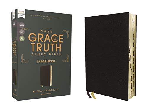 NASB, The Grace and Truth Study Bible, Large Print, European Bonded Leather, Black, Red Letter, 1995 Text, Thumb Indexed, Comfort Print: New American ... Leather, Red Letter, 1995 Text, Comfort Print NASB, The Grace and Truth Study Bible, Large Print, European Bonded Leather, Black, Red Letter, 1995 Text, Thumb Indexed, Comfort Print: New American ... Leather, Red Letter, 1995 Text, Comfort Print