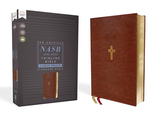 NASB, Thinline Bible, Large Print, Leathersoft, Brown, Red Letter, 1995 Text, Comfort Print NASB, Thinline Bible, Large Print, Leathersoft, Brown, Red Letter, 1995 Text, Comfort Print