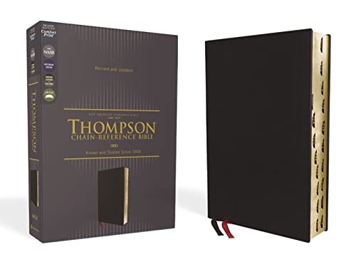 NASB, Thompson Chain-Reference Bible, Genuine Leather, Calfskin, Black, 1995 Text, Red Letter, Thumb Indexed, Comfort Print: New American Standard, ... Chain-Reference, Red Letter, Comfort Print NASB, Thompson Chain-Reference Bible, Genuine Leather, Calfskin, Black, 1995 Text, Red Letter, Thumb Indexed, Comfort Print: New American Standard, ... Chain-Reference, Red Letter, Comfort Print
