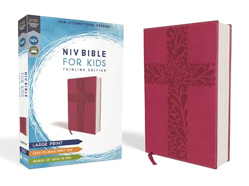 NIV, Bible for Kids, Large Print, Leathersoft, Pink, Red Letter, Comfort Print: Thinline Edition