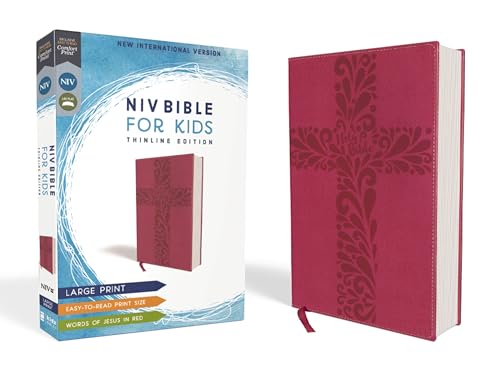 NIV, Bible for Kids, Large Print, Leathersoft, Pink, Red Letter, Comfort Print: Thinline Edition NIV, Bible for Kids, Large Print, Leathersoft, Pink, Red Letter, Comfort Print: Thinline Edition