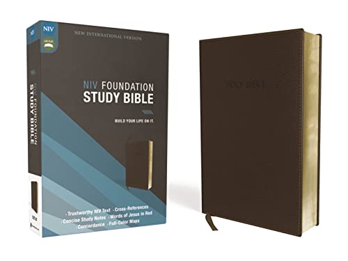 NIV, Foundation Study Bible, Leathersoft, Brown, Red Letter