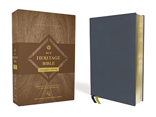 NIV, Heritage Bible, Passaggio Setting, Genuine Leather, Buffalo, Blue, Line Matched, Art Gilded Edges, Comfort Print: Elegantly uniting single and double columns into one Bible design