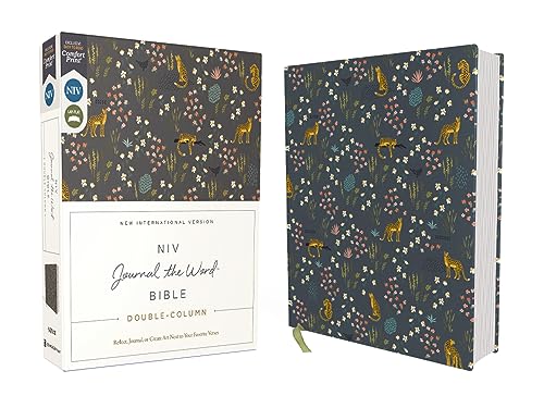 NIV, Journal the Word Bible (Perfect for Note-Taking), Double-Column, Cloth over Board, Navy Floral, Red Letter, Comfort Print: Reflect, Take Notes, or Create Art Next to Your Favorite Verses von Zondervan