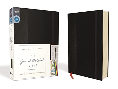 NIV, Journal the Word Bible (Perfect for Note-Taking), Hardcover, Black, Red Letter, Comfort Print: Reflect, Take Notes, or Create Art Next to Your Favorite Verses
