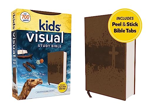 NIV, Kids' Visual Study Bible, Leathersoft, Bronze, Full Color Interior, Peel/Stick Bible Tabs: Explore the Story of the Bible---People, Places, and History