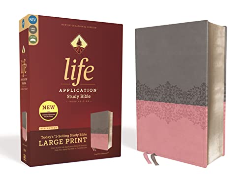 NIV, Life Application Study Bible, Third Edition, Large Print, Leathersoft, Gray/Pink, Red Letter: New International Version, Life Application Study Bible, Gray/pink, Leathersoft, Red Letter Edition