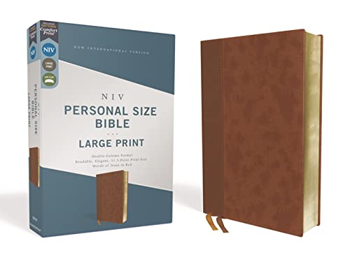 NIV, Personal Size Bible, Large Print, Leathersoft, Brown, Red Letter, Comfort Print: New International Version, Personal Size Bible, Large Print, Leathersoft, Brown, Comfort Print, Red Letter Edition