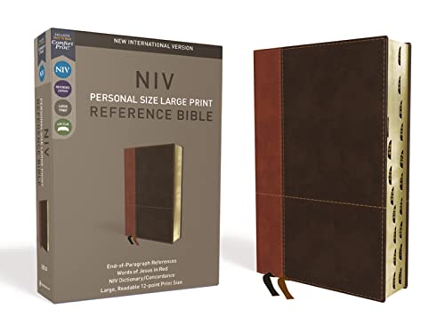 NIV, Personal Size Reference Bible, Large Print, Leathersoft, Tan/Brown, Red Letter, Thumb Indexed, Comfort Print: New International Version, Brown, ... Bible: Red Letter Edition, Comfort Print