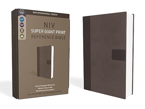 NIV, Super Giant Print Reference Bible, Leathersoft, Gray, Red Letter, Comfort Print NIV, Super Giant Print Reference Bible, Leathersoft, Gray, Red Letter, Comfort Print