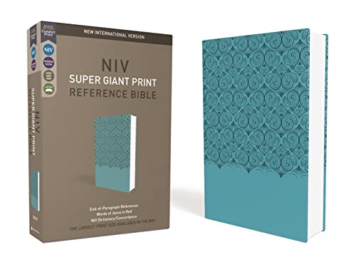 NIV, Super Giant Print Reference Bible, Leathersoft, Teal, Red Letter, Comfort Print: New International Version, Turquoise Leathersoft