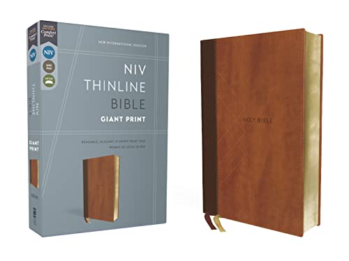 NIV, Thinline Bible, Giant Print, Leathersoft, Brown, Red Letter, Comfort Print: New International Version, Thinline, Brown, Leathersoft, Red Letter, Comfort Print