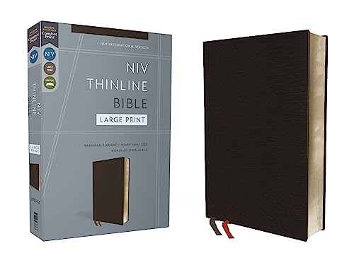 NIV, Thinline Bible, Large Print, Bonded Leather, Black, Red Letter, Comfort Print: New International Version, Black, Bonded Leather, Thinline Bible: Red Letter Editon