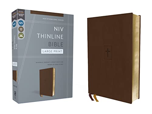 NIV, Thinline Bible, Large Print, Leathersoft, Brown, Red Letter, Comfort Print: New International Version, Brown, Leathersoft, Thinline, Red Letter, Large Print