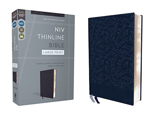 NIV, Thinline Bible, Large Print, Leathersoft, Navy, Red Letter, Comfort Print: New International Version, Thinline, Navy, Leathersoft, Red Letter, Comfort Print