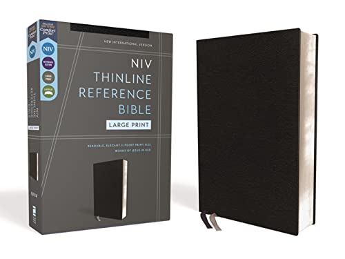 NIV, Thinline Reference Bible (Deep Study at a Portable Size), Large Print, Bonded Leather, Black, Red Letter, Comfort Print: New International ... Comfort Print, Thinline Reference Bible