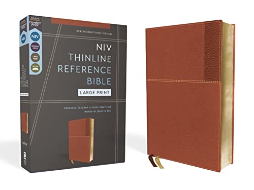 NIV, Thinline Reference Bible (Deep Study at a Portable Size), Large Print, Leathersoft, Brown, Red Letter, Comfort Print: New International Version, ... Thinline Reference, Red Letter, Comfort Print