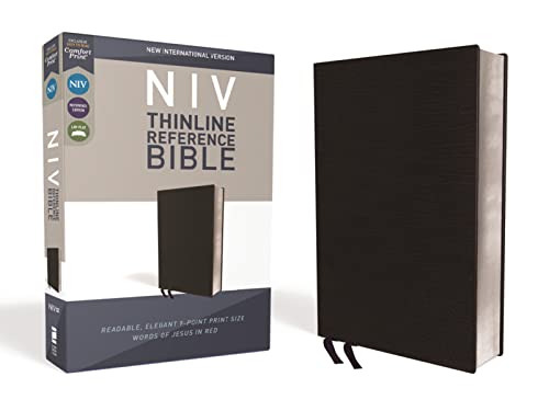 NIV, Thinline Reference Bible (Deep Study at a Portable Size), Bonded Leather, Black, Red Letter, Comfort Print: New International Version, Black, Bonded Leather, Thinline Reference, Comfort Print