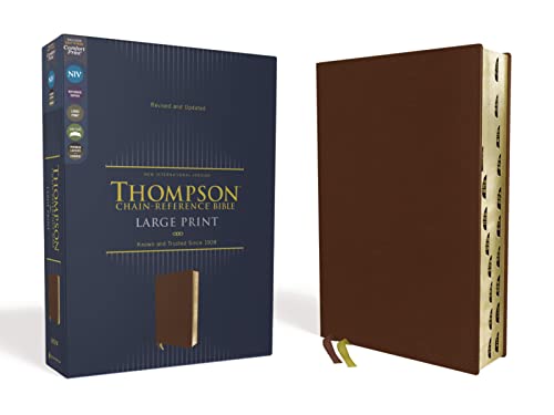 NIV, Thompson Chain-Reference Bible, Large Print, Genuine Leather, Cowhide, Brown, Red Letter, Art Gilded Edges, Thumb Indexed, Comfort Print: New ... Brown, Thompson Chain-reference Bible NIV, Thompson Chain-Reference Bible, Large Print, Genuine Leather, Cowhide, Brown, Red Letter, Art Gilded Edges, Thumb Indexed, Comfort Print: New ... Brown, Thompson Chain-reference Bible