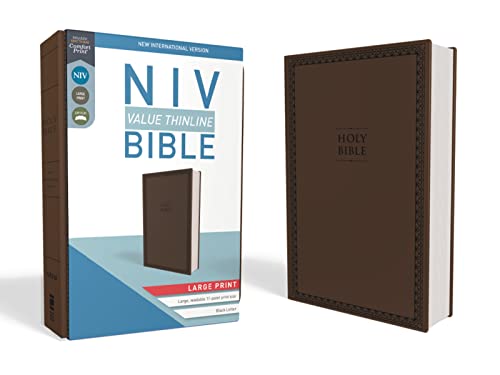 NIV, Value Thinline Bible, Large Print, Leathersoft, Brown, Comfort Print NIV, Value Thinline Bible, Large Print, Leathersoft, Brown, Comfort Print