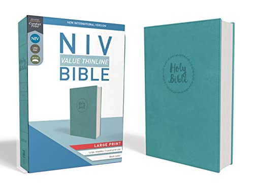 NIV, Value Thinline Bible, Large Print, Leathersoft, Teal, Comfort Print: New International Version, Turquoise Leathersoft, Black Letter