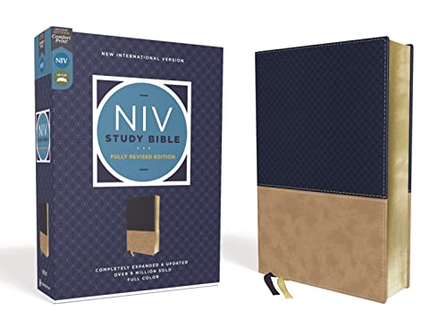 NIV Study Bible, Fully Revised Edition (Study Deeply. Believe Wholeheartedly.), Leathersoft, Navy/Tan, Red Letter, Comfort Print: New International ... Leathersoft, Red Letter, Comfort Print