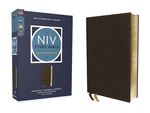 NIV Study Bible, Fully Revised Edition (Study Deeply. Believe Wholeheartedly.), Genuine Leather, Calfskin, Brown, Red Letter, Comfort Print: New ... Red Letter, Comfort Print, Ribbon Marker