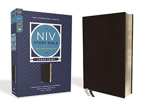 NIV Study Bible, Fully Revised Edition (Study Deeply. Believe Wholeheartedly.), Large Print, Bonded Leather, Black, Red Letter, Comfort Print: New ... Bonded Leather, Red Letter, Comfort Print