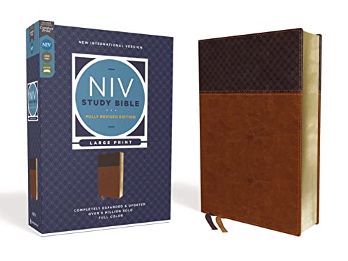 NIV Study Bible, Fully Revised Edition (Study Deeply. Believe Wholeheartedly.), Large Print, Leathersoft, Brown, Red Letter, Comfort Print: New ... Brown, Leathersoft, Reference, Comfort Print