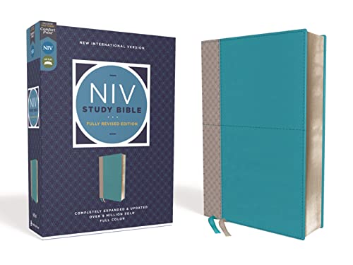 NIV Study Bible, Fully Revised Edition (Study Deeply. Believe Wholeheartedly.), Leathersoft, Teal/Gray, Red Letter, Comfort Print: New International ... Leathersoft, Comfort Print, Reference