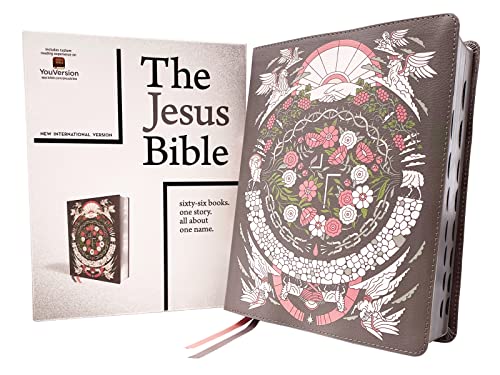 The Jesus Bible Artist Edition, NIV, (With Thumb Tabs to Help Locate the Books of the Bible), Leathersoft, Gray Floral, Thumb Indexed, Comfort Print: ... Gray Floral Leathersoft, Artist Edition