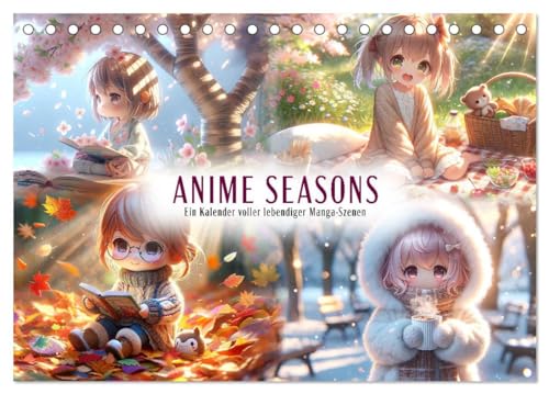 Anime Seasons: Ein Kalender voller lebendiger Manga-Szenen (Tischkalender 2025 DIN A5 quer), CALVENDO Monatskalender von CALVENDO