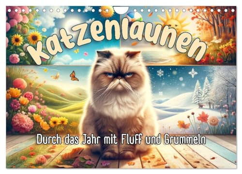 Katzenlaunen - Durch das Jahr mit Fluff und Grummeln (Wandkalender 2025 DIN A4 quer), CALVENDO Monatskalender von CALVENDO