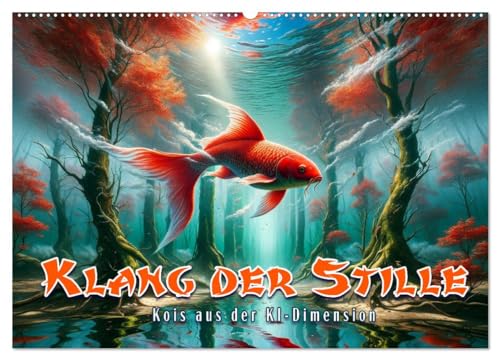 Klang der Stille - Kois aus der KI Dimension (Wandkalender 2025 DIN A2 quer), CALVENDO Monatskalender von CALVENDO