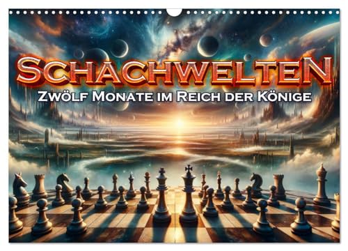 Schachwelten: Zwölf Monate im Reich der Könige (Wandkalender 2025 DIN A3 quer), CALVENDO Monatskalender von CALVENDO
