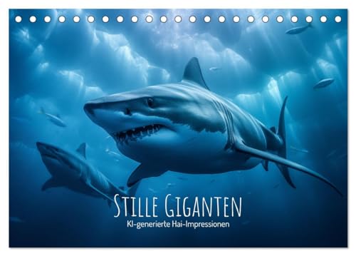 Stille Giganten - KI-generierte Hai-Impressionen (Tischkalender 2025 DIN A5 quer), CALVENDO Monatskalender von CALVENDO