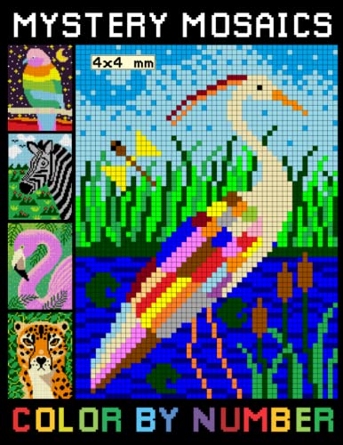 Mystery Mosaics Color By Number: Activity Coloring Book for Adults Relaxation and Stress Relief with 4*4 mm sections von Independently published