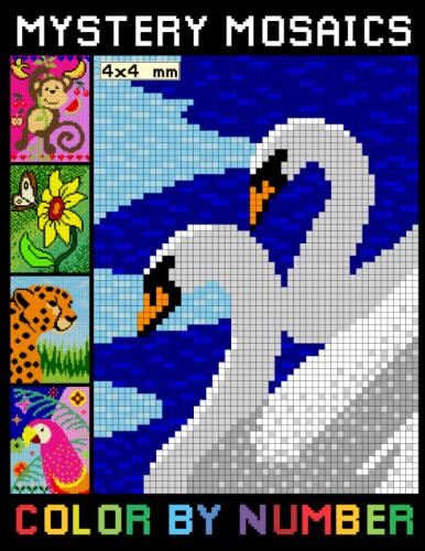 Mystery Mosaics Color By Number: Pixel Art for Stress Relief & Relaxation with 4*4 mm sections (color by number adult coloring book for women)