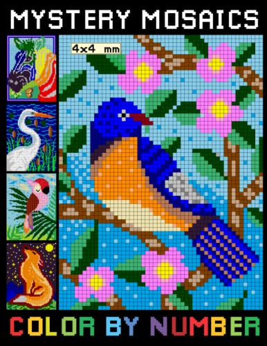 Mystery Mosaics Color By Number: Simple Pixel Art | Color Quest for Relaxation and Anxiety Relief (Mosaic Coloring Books for Adults 4*4mm Sections)