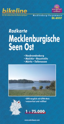 Bikeline Radkarte Deutschland Mecklenburgische Seen Ost . Neubrandenburg, Malchin, Neustrelitz, Müritz, Tollensesee, 1:75.000, wasserfest/reißfest, GPS-tauglich mit UTM-Netz