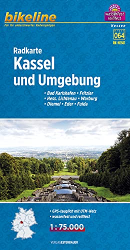 Radkarte Kassel und Umgebung (RK-HES01): Bad Karlshafen, Fritzlar, Hess. Lichtenau, Warburg, Diemel, Eder, Fulda. GPS-tauglich mit UTM-Netz. Wasserfest u. reißfest (Bikeline Radkarte) von Esterbauer GmbH