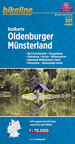 Radkarte Oldenburger Münsterland (RK-NDS09): Bad Zwischenahn, Cloppenburg, Oldenburg, Vechta, Wildeshausen, Naturpark Wildeshauser Geest, Vehnemoor, ... Wasserfest und reißfest (Bikeline Radkarte) von Esterbauer GmbH