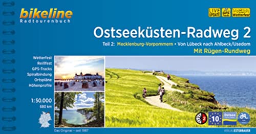 Ostseeküsten-Radweg 2: Mecklenburg-Vorpommern. Von Lübeck nach Ahlbeck/Usedom. Mit Rügen, 690 km, 1:50 000, GPS-Tracks Download, wetterfest/reißfest