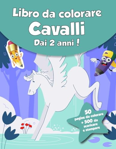 Libro da colorare per bambini - Cavalli (dai 2 anni): 50 pagine da colorare + 500 da scaricare e stampare! von Independently published