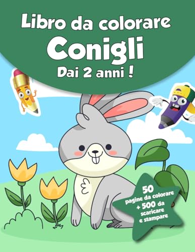 Libro da colorare per bambini - Conigli (dai 2 anni): 50 pagine da colorare + 500 da scaricare e stampare! von Independently published