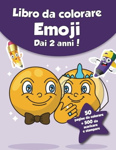 Libro da colorare per bambini - Emoji (dai 2 anni): 50 pagine da colorare + 500 da scaricare e stampare! von Independently published