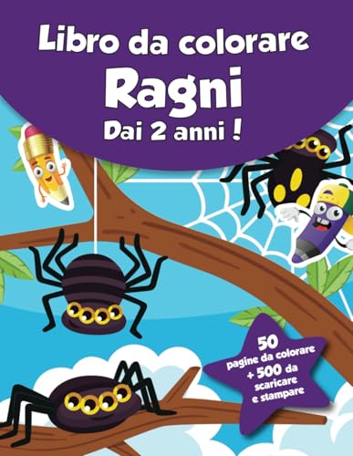 Libro da colorare per bambini - Ragni (dai 2 anni): 50 pagine da colorare + 500 da scaricare e stampare! von Independently published